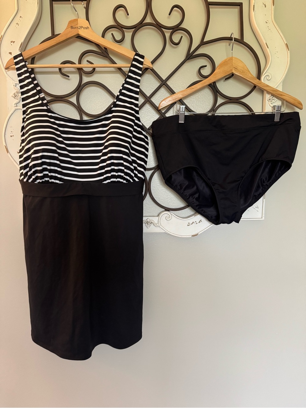 LANDS’ END Size 18W DD Cup Underwire Swimdress Swimsuit with Matching Bottom